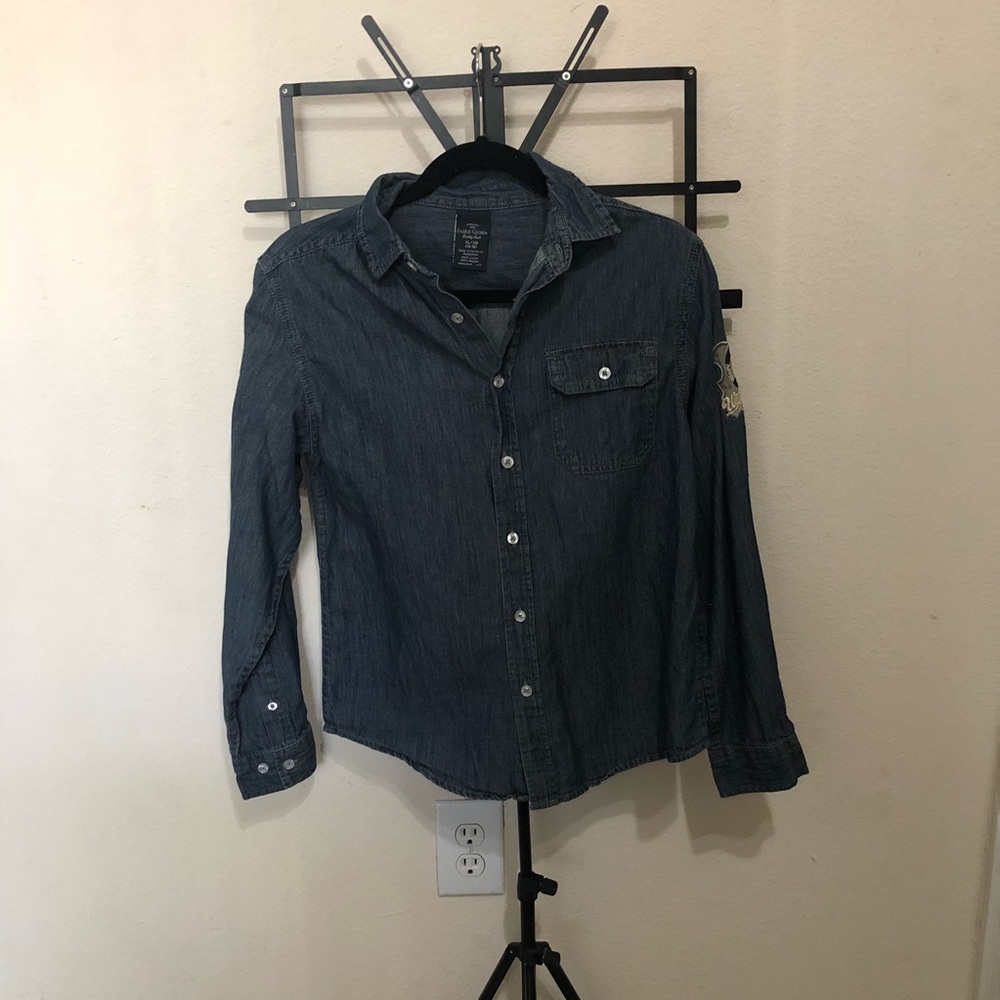 Large Faded Glory  Denim Button Down |21|